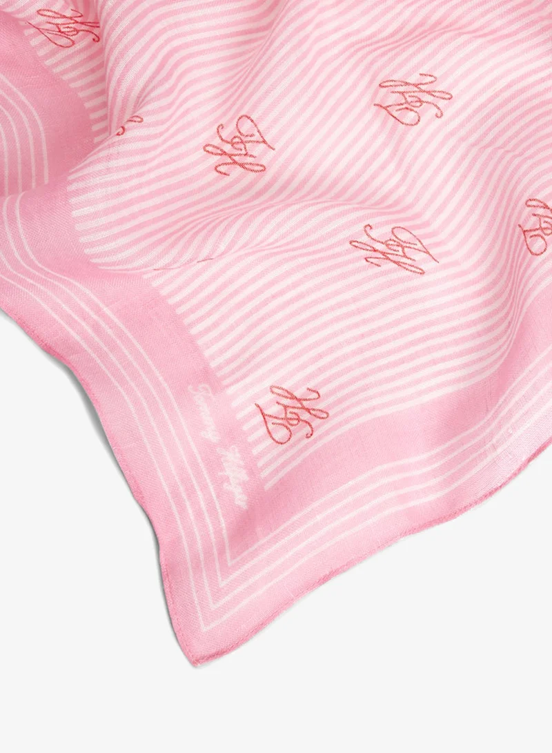 TOMMY HILFIGER  Pure Linen Repeat Logo Square Scarf for Women | Best Price UAE